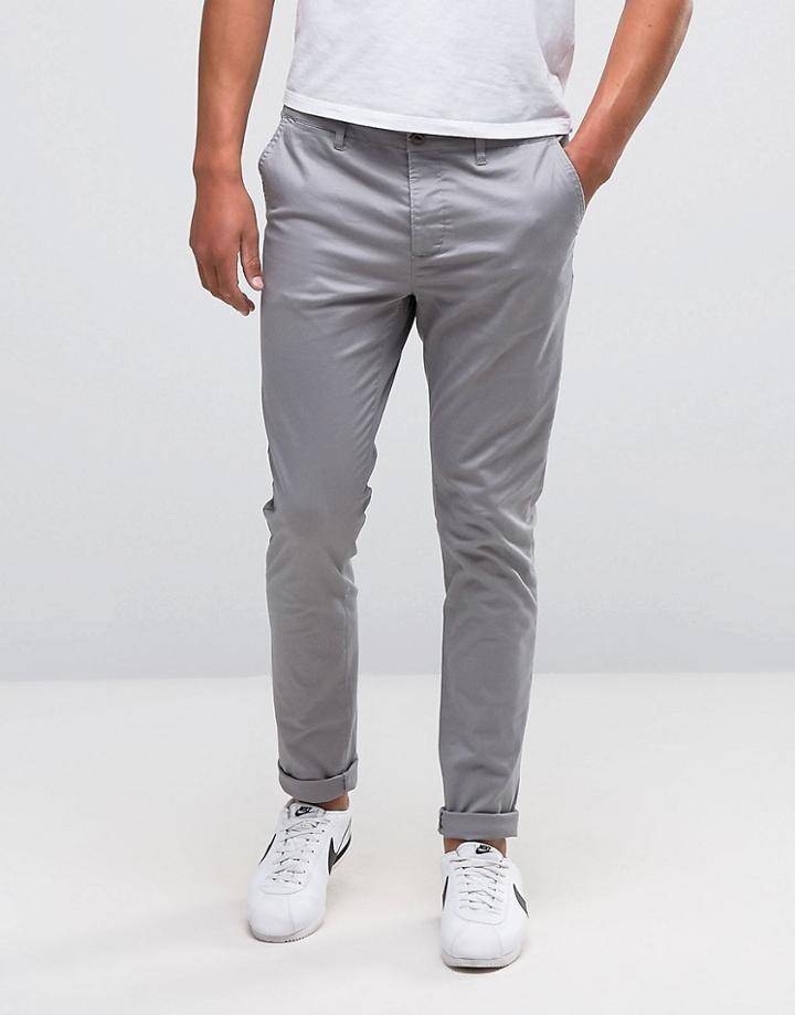 Asos Design Skinny Chinos In Light Gray