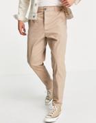 Asos Design Tapered Fit Chinos In Beige-brown