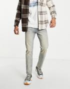 Topman Straight Jeans In Light Wash Tint-blues