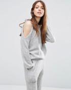 Asos Lounge Sweater With Cold Shoulder Co-ord - Gray