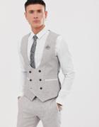 Twisted Tailor Super Skinny Suit Vest In Stone Linen - Stone