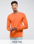 Asos Tall Long Sleeve T-shirt In Orange - Orange