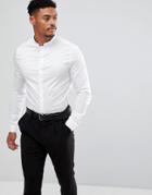 Asos Skinny Sateen Shirt With Manderin Collar - White