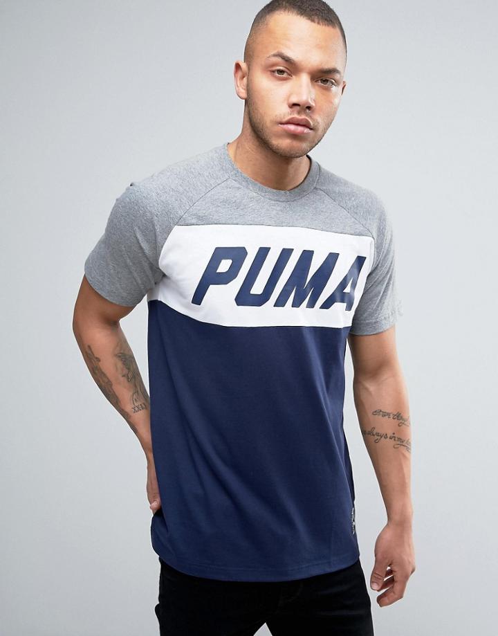 Puma Color Block T-shirt In Gray 572420 04 - Gray