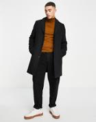 Only & Sons Wool Mix Overcoat In Black