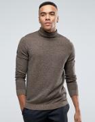 New Look Roll Neck Sweater In Brown - Brown