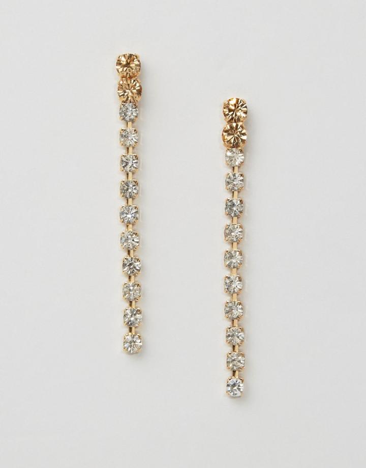 Krystal Swarovski Crystal Two Tone Long Drop Earrings