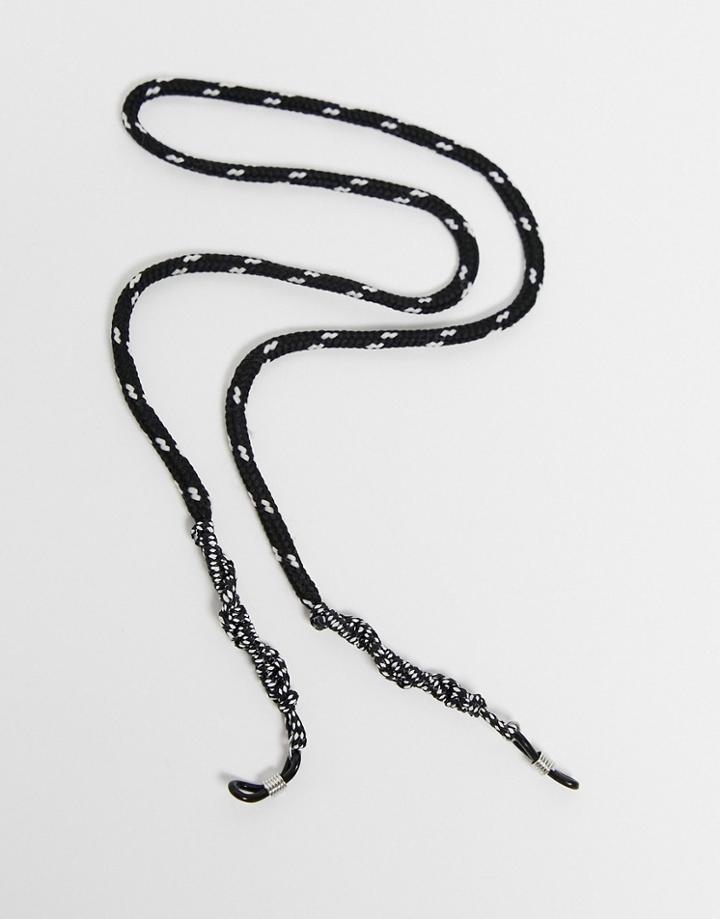 Asos Design Sunglasses Cord With Knot Detail In Black And White-multi