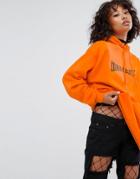 Wasted Paris Oversized Skate Hoodie With Gothic Text - Orange