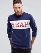Asos Sweater With Yeah Graphic - Blue