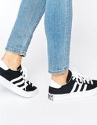 Adidas Originals Black And White Court Vantage Sneakers - Black