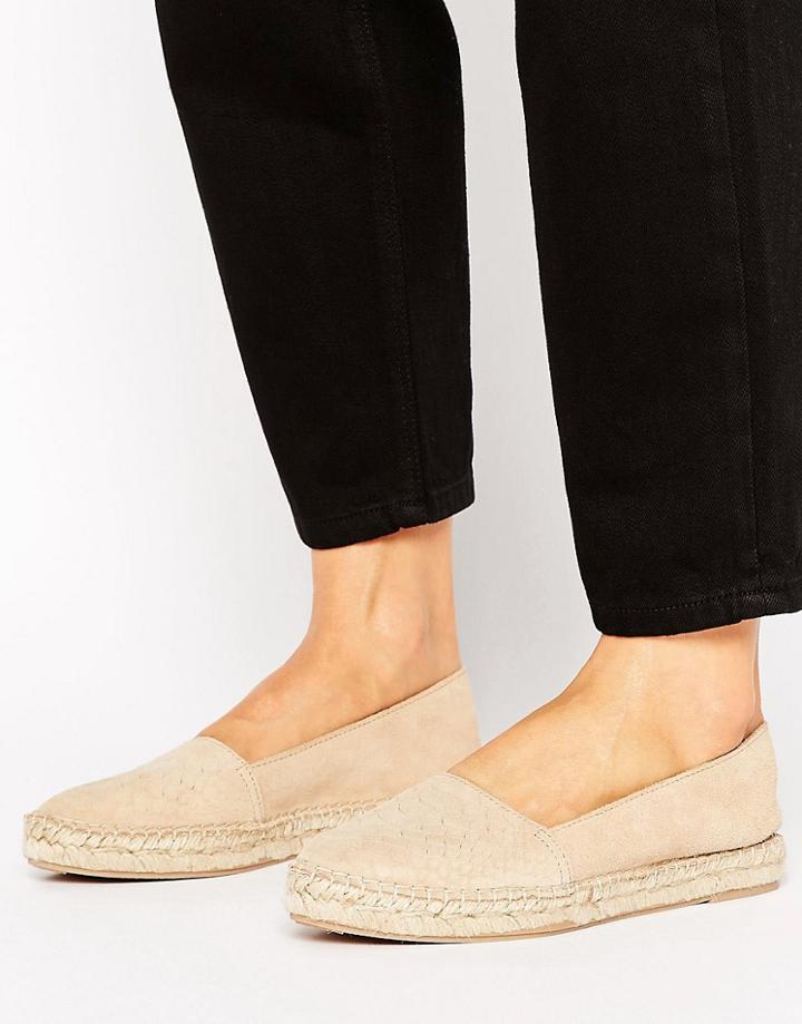 Park Lane Embossed Suede Espadrilles - Beige