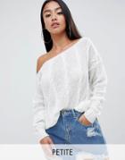 Missguided Petite Off Shoulder Cable Knit Sweater - Cream