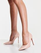 Asos Design Penza Pointed High Heeled Pumps In Beige Patent-neutral