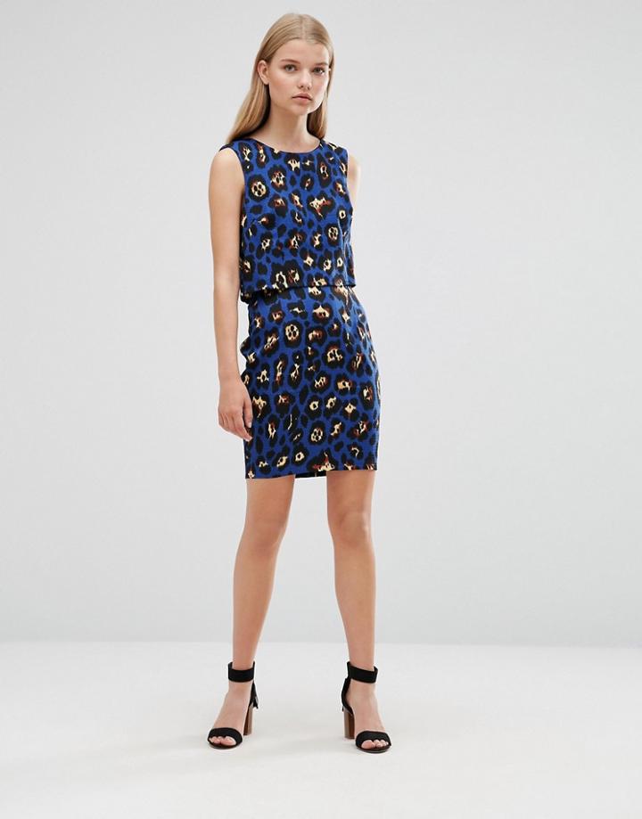 Madame Rage Leopard Print Bodycon Skirt - Blue