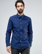 Farah Shirt In Dark Chambray Slim Fit - Blue