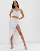 Asos Design Sheet Sequin Midi Pencil Skirt Two-piece-white