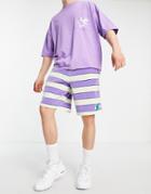 Asos Design Oversized Terry Shorts In All Over Stripe - Part Of A Set-multi