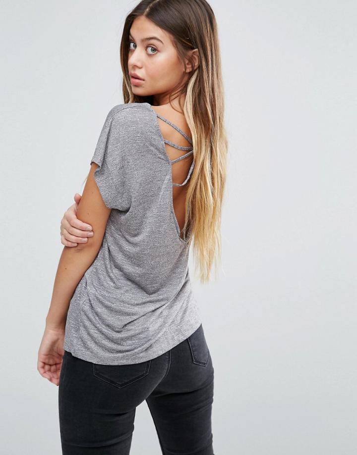 Vero Moda T-shirt With Spider Ring Back - Gray