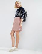 Asos Cord Original High Waist Skirt Washed Pink - Pink