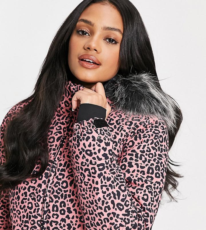 Protest Cheetah Ski Jacket In Pink Exclusive At Asos