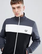 Fred Perry Sports Authentic Color Block Track Jacket In Charcoal - Gray