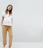 Asos Design Maternity Canvas Cargo Pants In Sand With Under The Bump Waistband-no Color