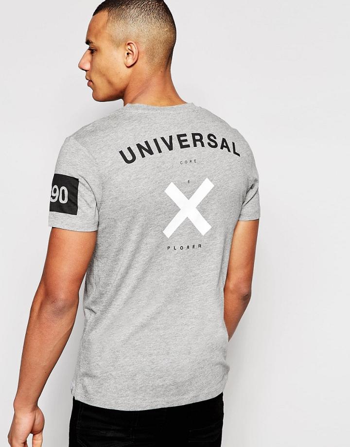 Jack & Jones T-shirt With Back Print - Light Gray Melange