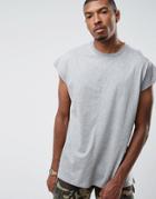 Asos Sleeveless T-shirt With Splice Detail In Gray - Gray