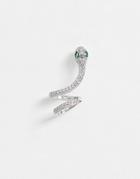 Asos Design Ear Cuff In Crystal Snake Design In Silver Tone