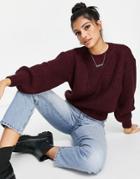 New Look Ribbed Crew Neck Sweater In Burgundy-red