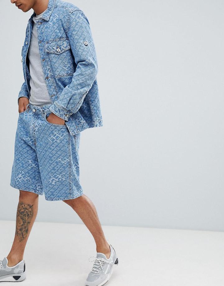 Diesel D-willoh All Over Logo Shorts - Blue