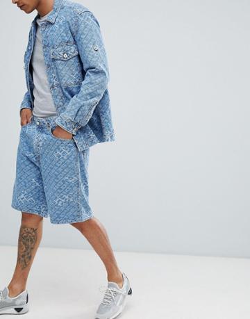 Diesel D-willoh All Over Logo Shorts - Blue