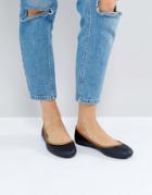 London Rebel Contrast Trim Soft Ballerina - Black