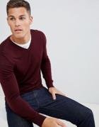 Celio Merino Wool Sweater In Burgundy - Red