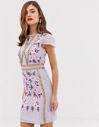 Frock & Frill Shift Dress With Embroidered Detail-purple