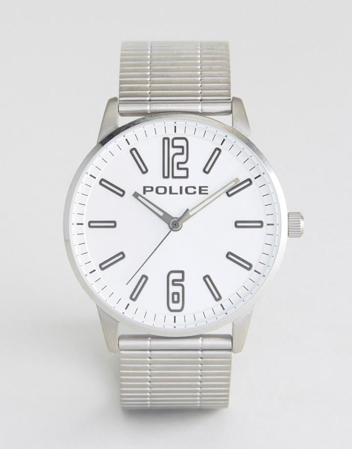 Police Esquire Stainless Steel Bracelet Watch With Silver Dial - Silver