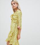 Vero Moda Petite Floral Wrap Mini Dress In Yellow