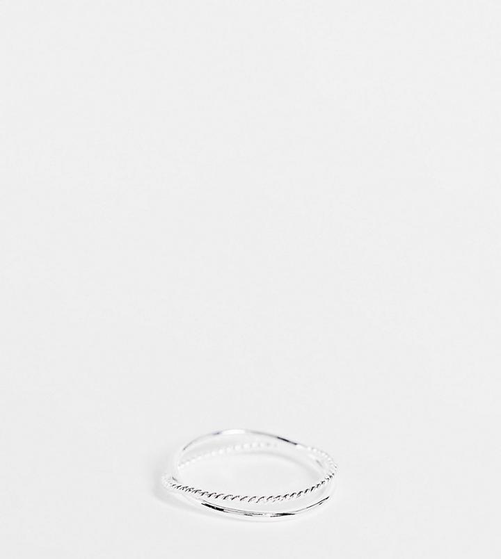Asos Design Sterling Silver Ring In Cross Twist Design