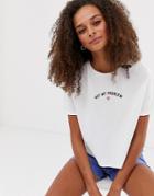 New Look Not My Problem Slogan Boxy Crop Tee In White