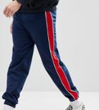 Reclaimed Vintage Inspired Track Pants In Navy With Red Stripe - Navy