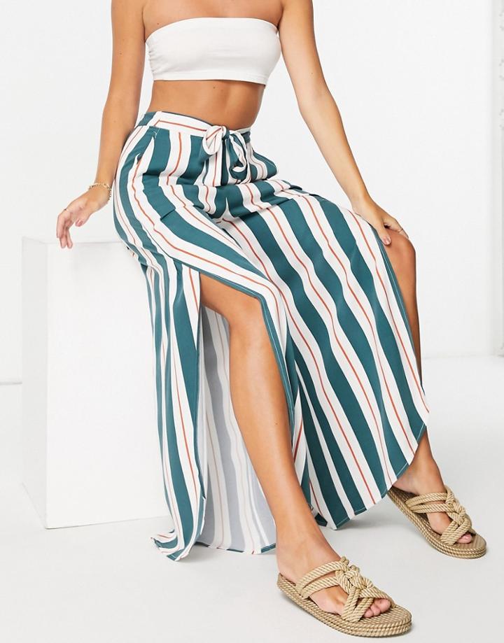 Native Youth Wide Leg Striped Pants-multi