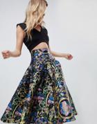 Asos Prom Skirt In Satin Twill In Baroque Print - Multi