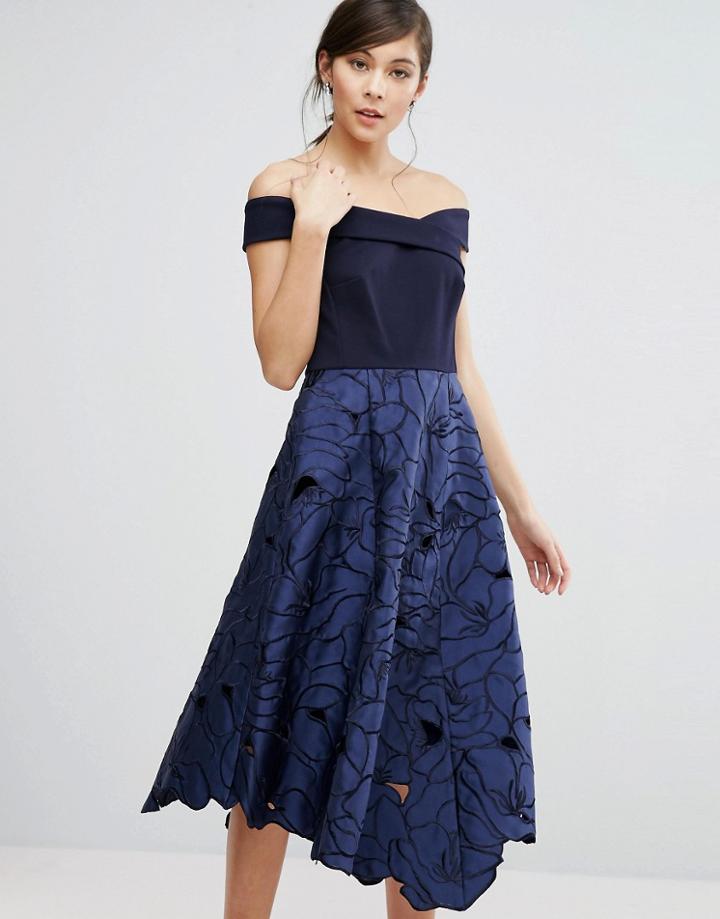 Coast Valerie Bardot Top Midi Dress - Blue
