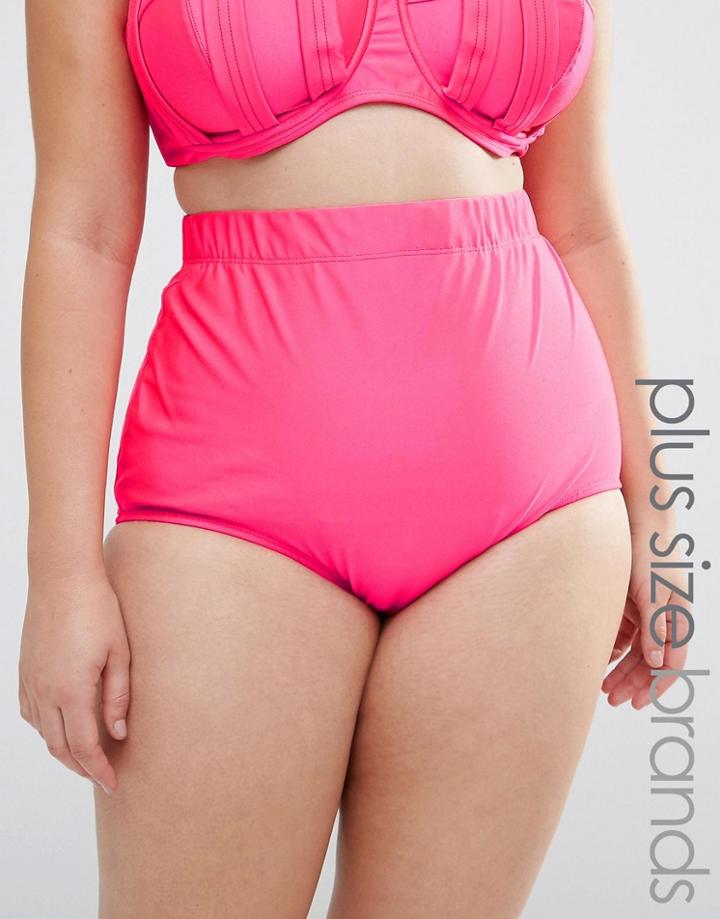 Monif C Curve Neon Coral High Waist Bikini Bottom - Orange