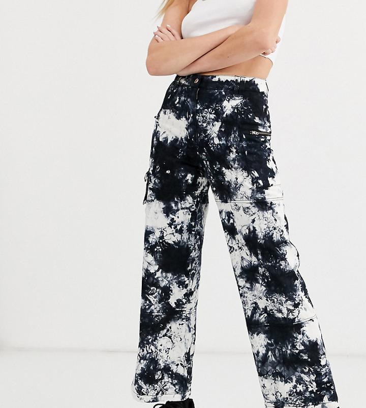 Collusion Tie Dye Cargo Pants With Pocket-multi