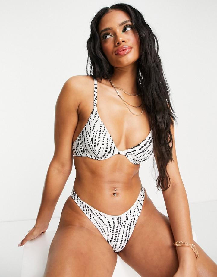 Free Society Mix And Match Underwire Bikini Top In Monochrome Zebra-multi