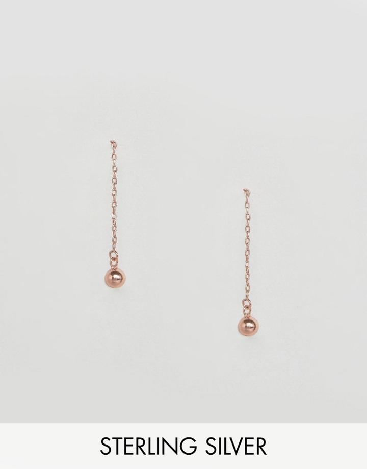 Asos Rose Gold Plated Ball Drop Earrings - Copper