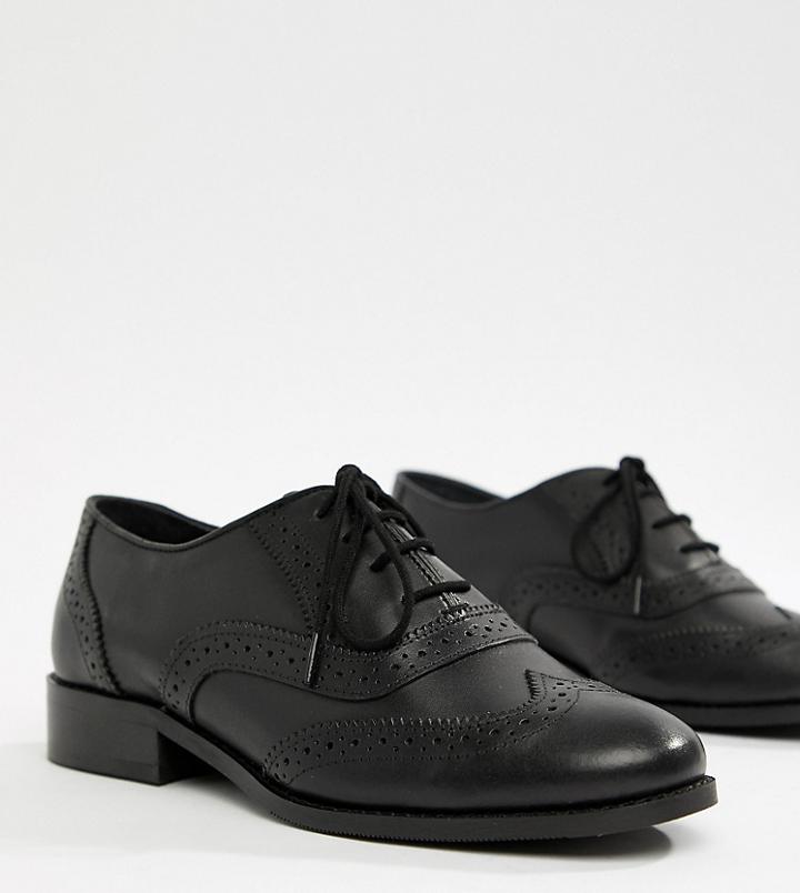 Park Lane Wide Fit Leather Brogue - Black