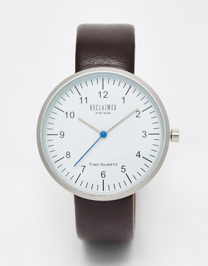 Reclaimed Vintage Logo Duty Watch In Brown Leather - Brown